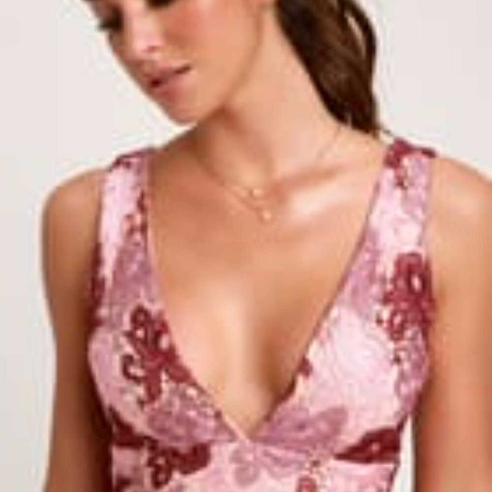 Lulus Sweetest Love Mauve Multi Lace Backless Skater Dress - Picture 5 of 9